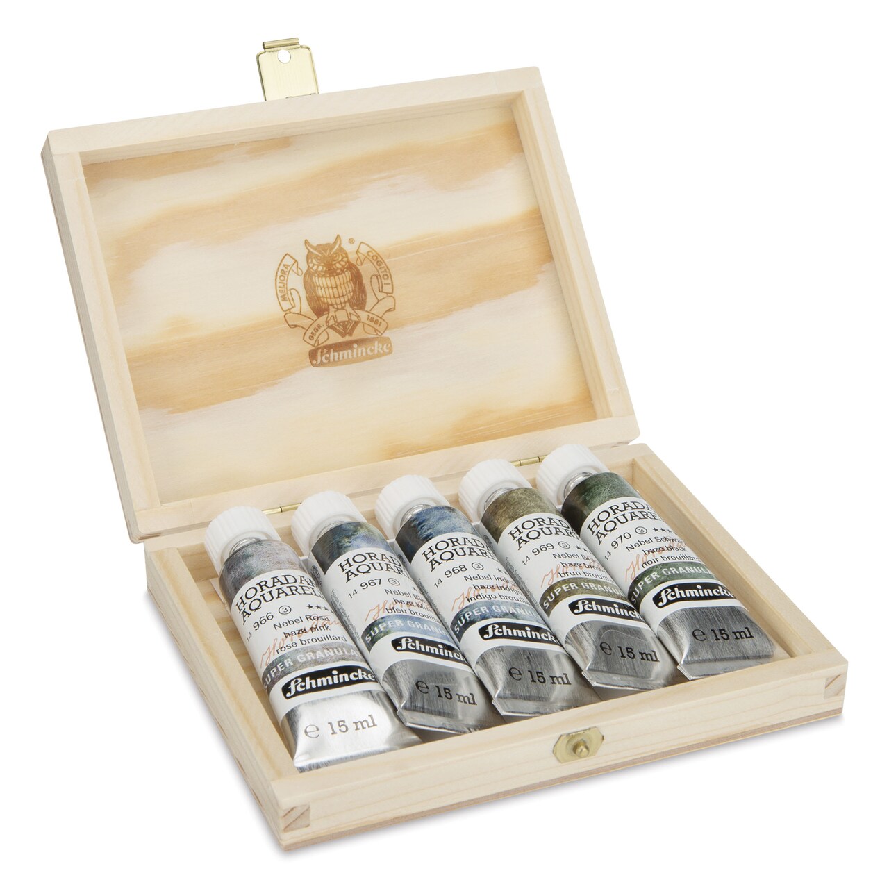 Schmincke Horadam Aquarell Artist Watercolor - Set of 5, Haze, Supergranulation, Wood Box, 15 ml, Tubes